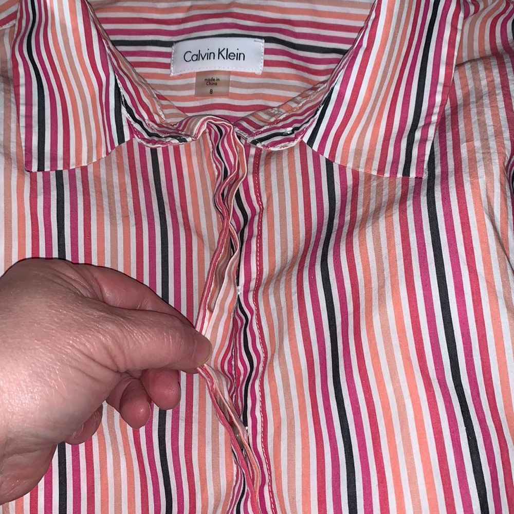 Calvin Klein 8 Shirt Dress. Striped - Picture 6 of 8
